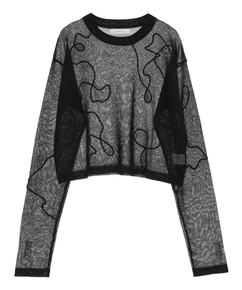 Green Parks ・ＡＮＤＳＥＡＲＣＨ　コード刺繍シアーニット 