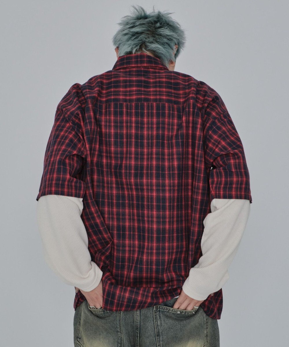WEGO 【ユニセックス着用ITEM/MLサイズ展開】チェックレイヤードシャツ（LS） 