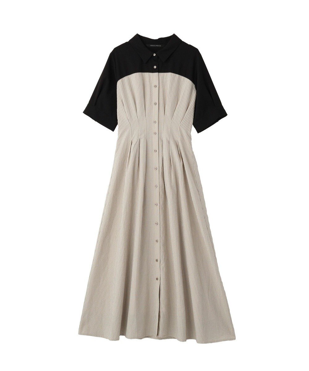 YECCA VECCA ハーフスリーブベアドッキングワンピース 