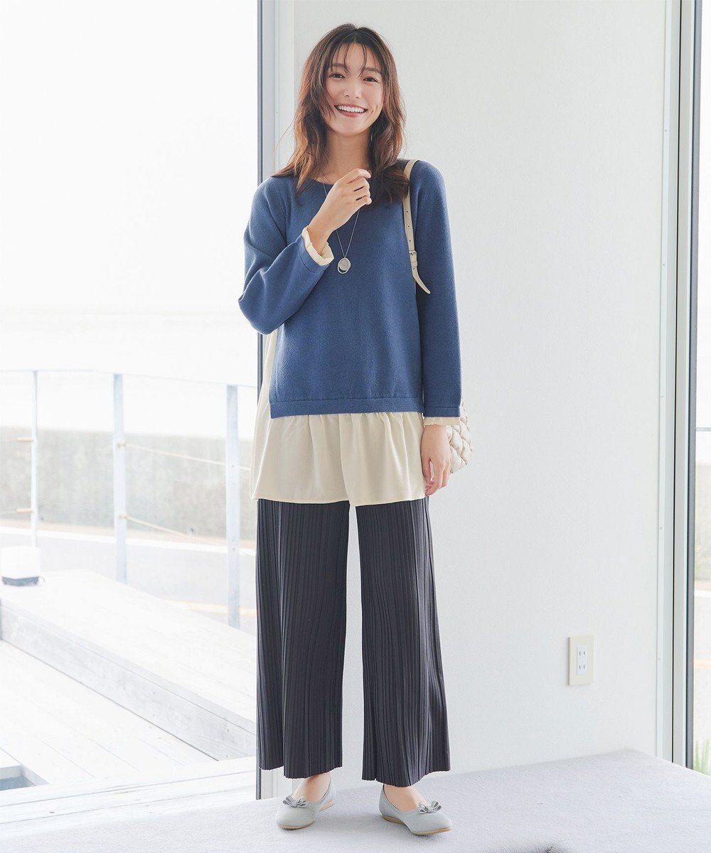 Tiaclasse 【洗える】ヴィンテージサテンニットコンビチュニック 