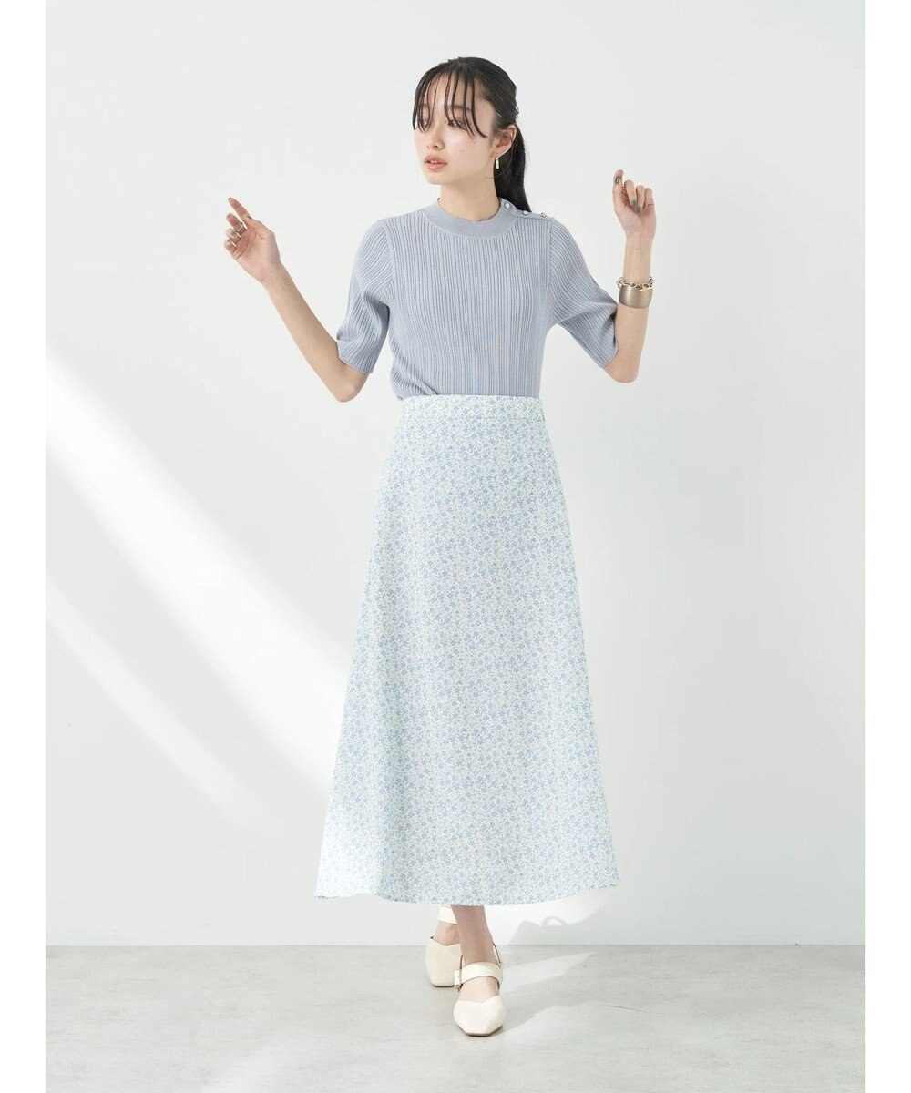 earth music&ecology フラワープリントフレアスカート 