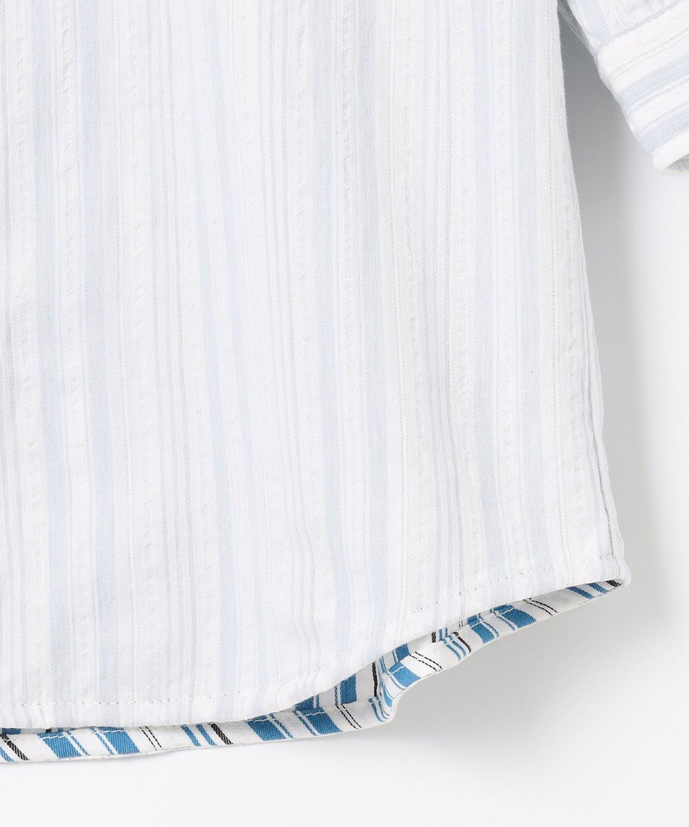 JOSEPH ABBOUD 【1枚で2通りの着こなし】オーガニックコットンリバーシブル 七分袖シャツ 