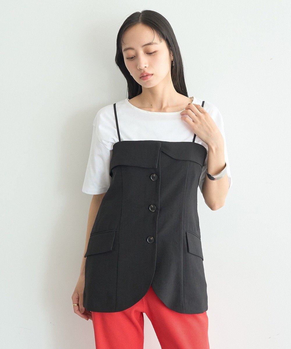 earth music&ecology 【セットアップ対応】フラップボタンビスチェ 