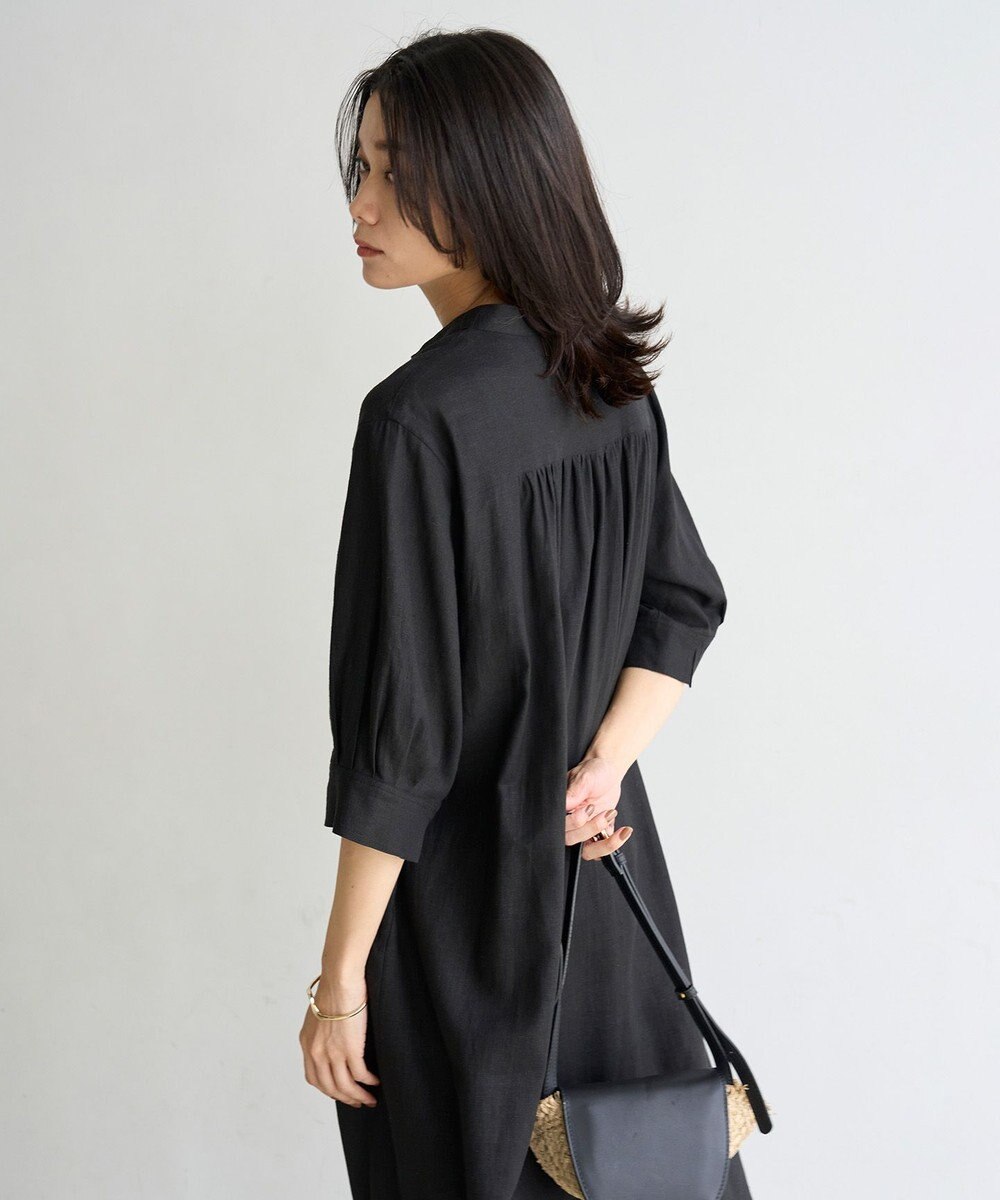 UNFILO リネンレーヨン スキッパー ワンピース 