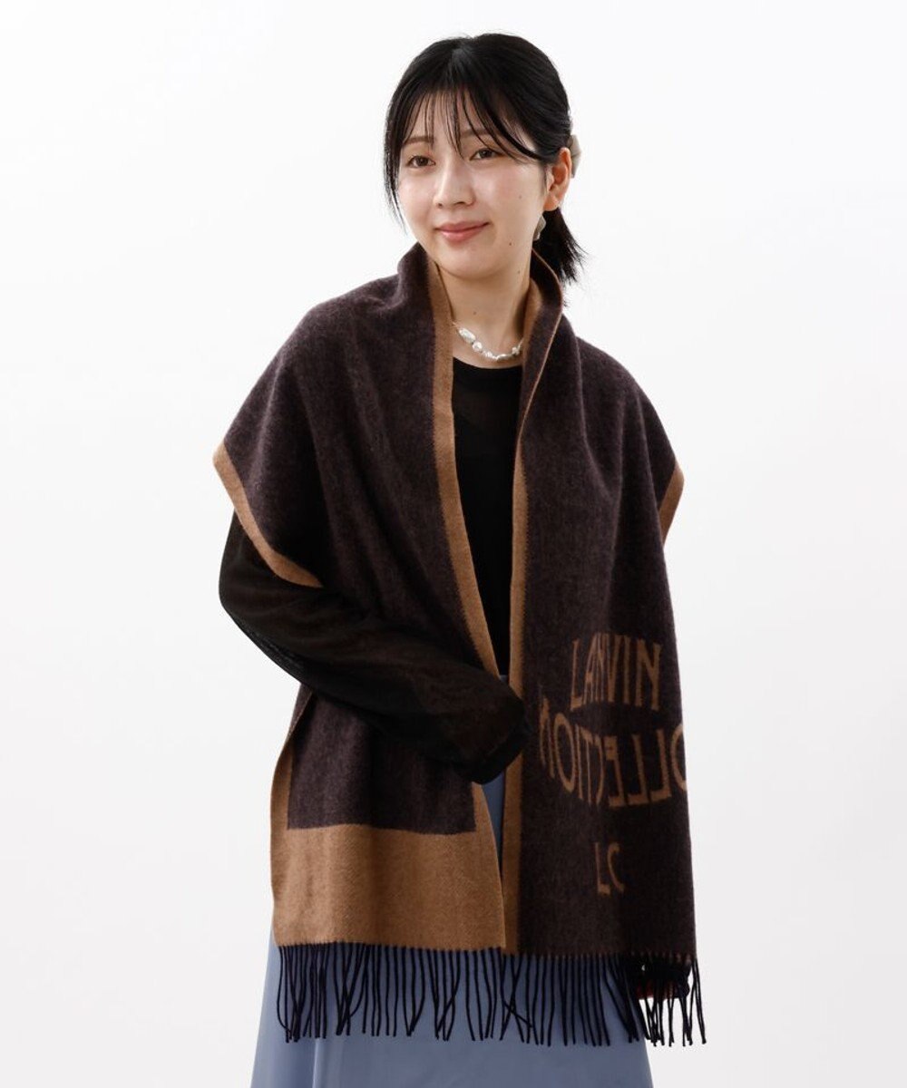 AURORA 【 LANVIN COLLECTION（ランバン コレクション） 】カシミヤ100%ジャカードマフラー(WASH) 