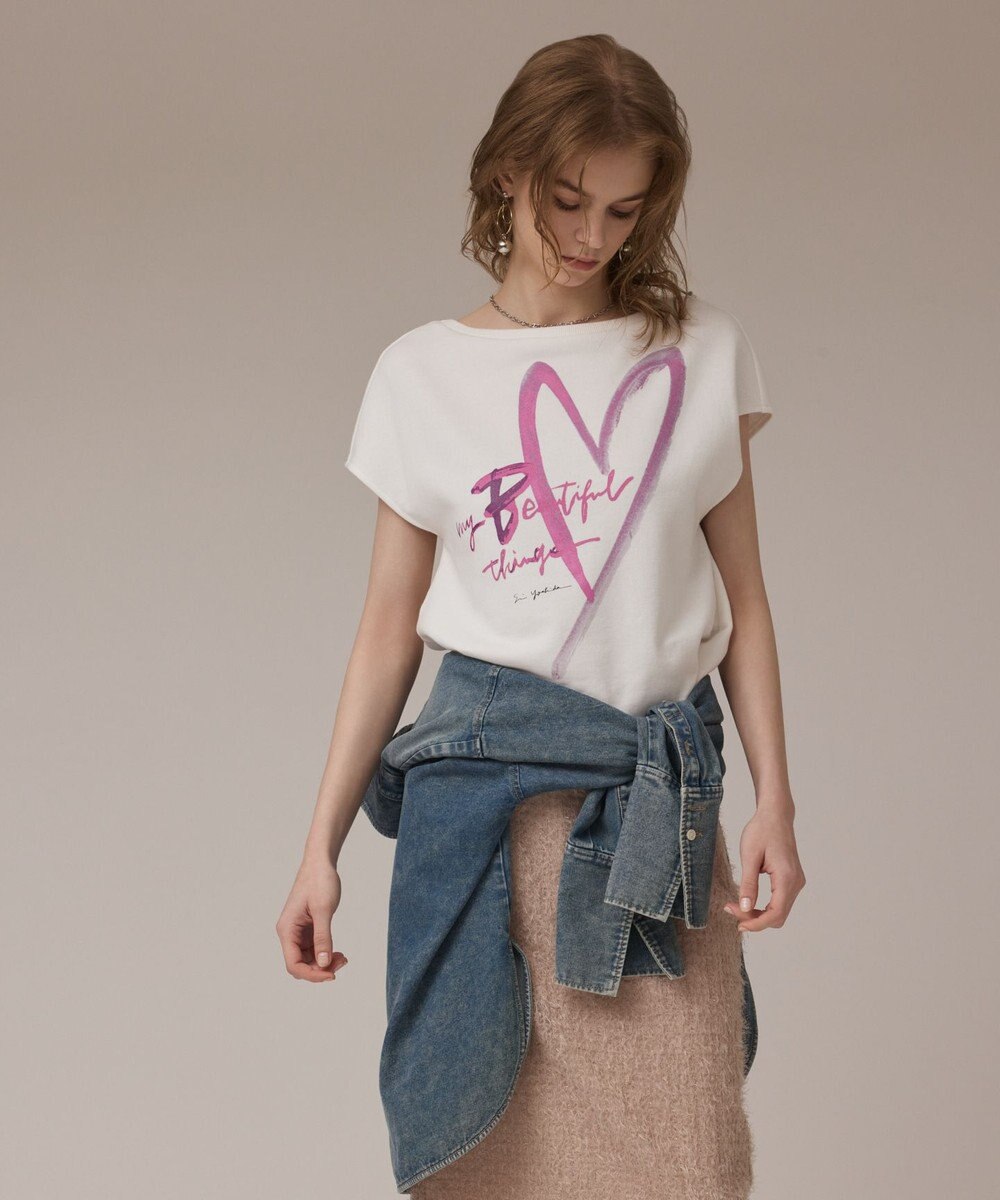 GRACE CONTINENTAL ハートプリント裏毛トップ 