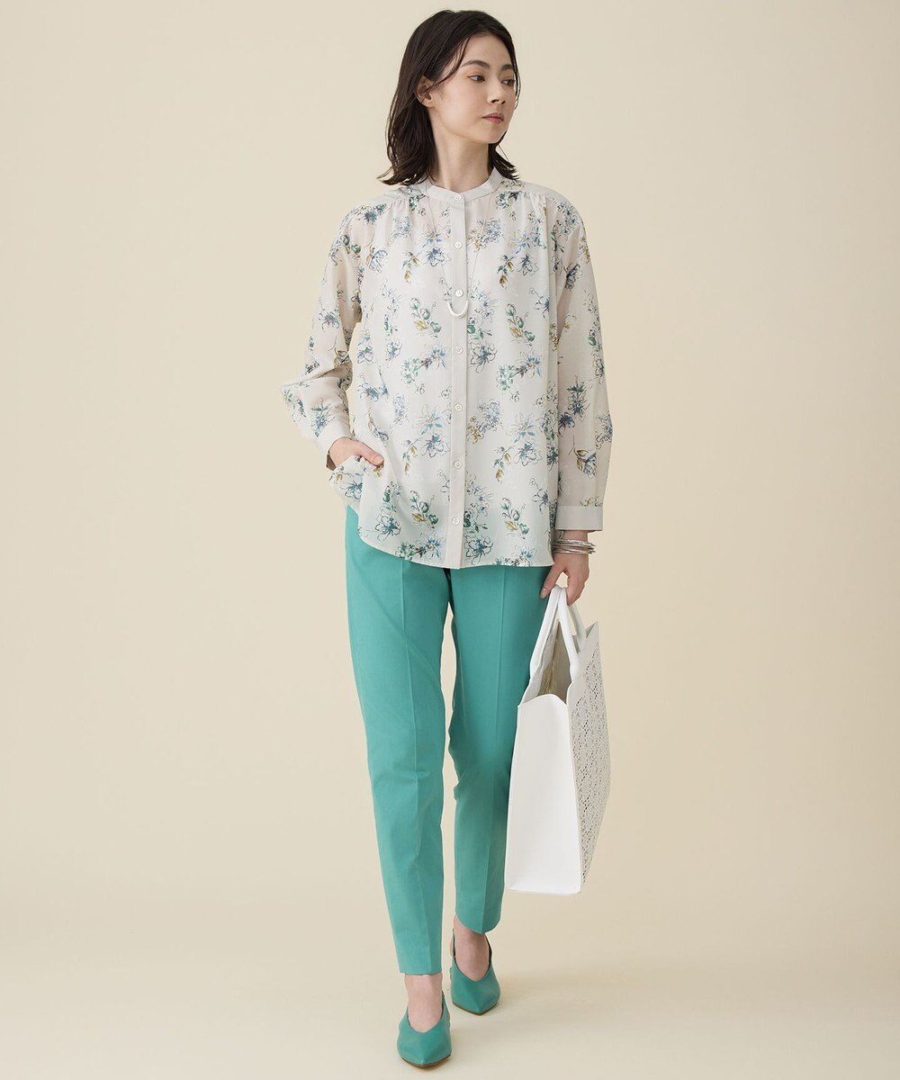 自由区 コットンサテンテーパード パンツ 