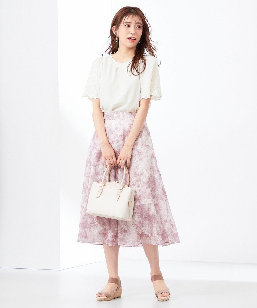 ANY SIS 【洗える】水彩フラワープリント スカート 