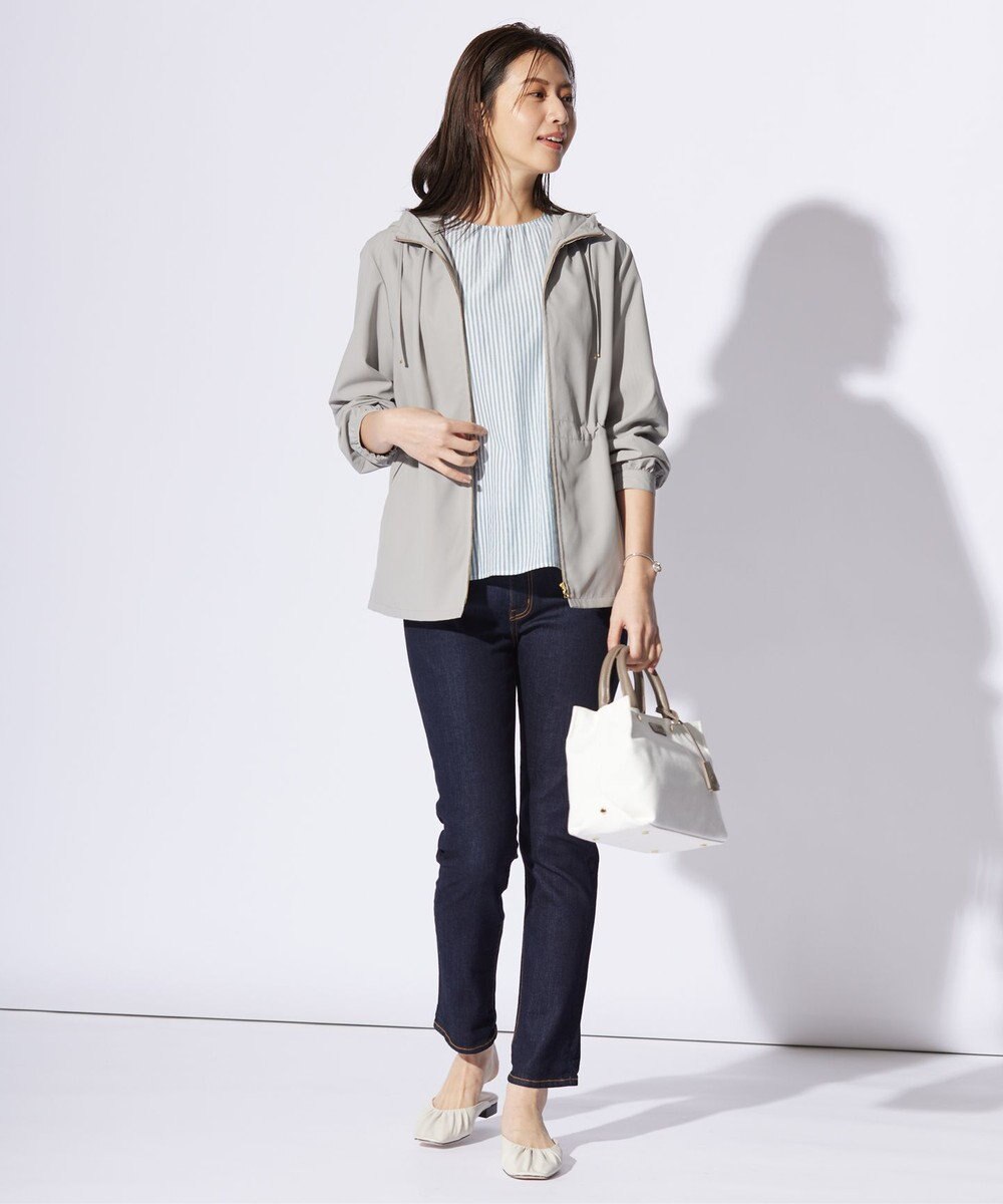 J.PRESS LADIES S 【洗える】コットンアセVis ストライプ クルーネック ブラウス 