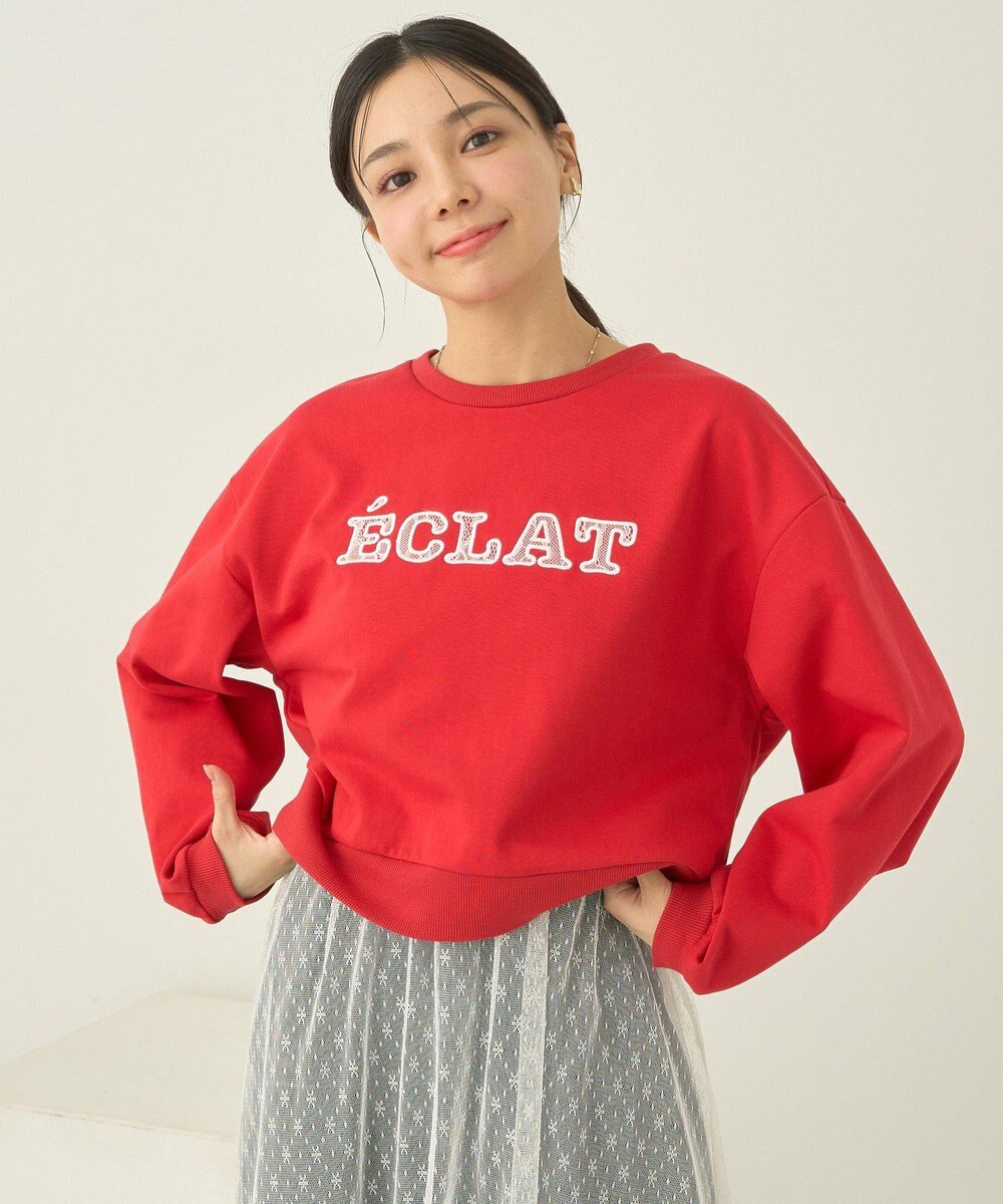 earth music&ecology ＳＥＴ２点レースロゴプルオーバー＋チュールワンピ 