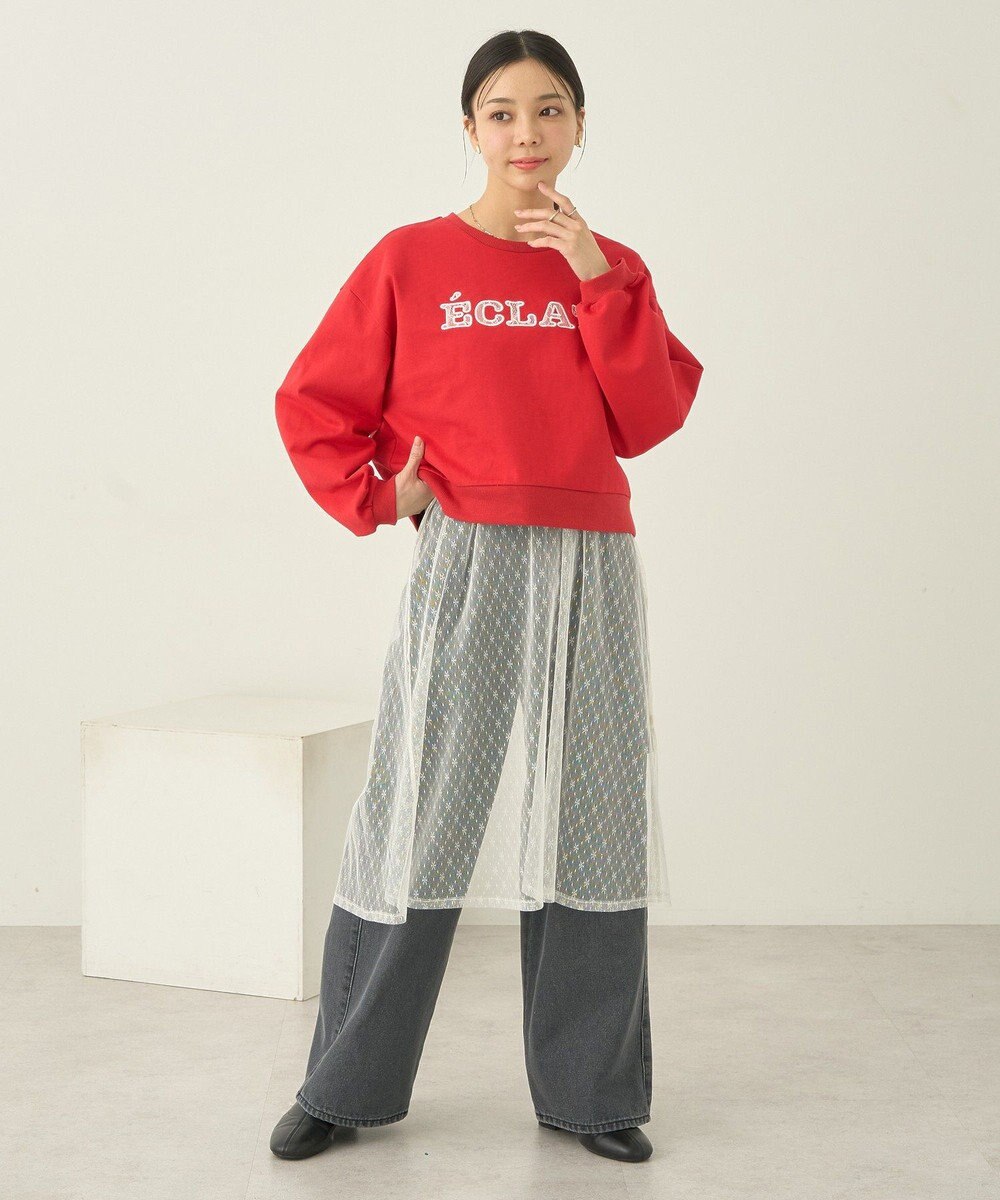 earth music&ecology ＳＥＴ２点レースロゴプルオーバー＋チュールワンピ 