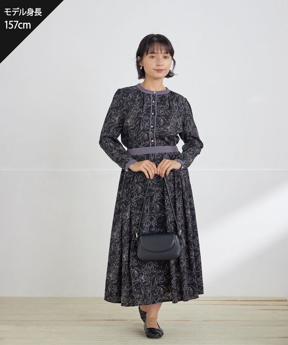 Tiaclasse 【安田美沙子さん着用・新色/XSサイズ追加・洗える】フラワープリント配色ワンピース 