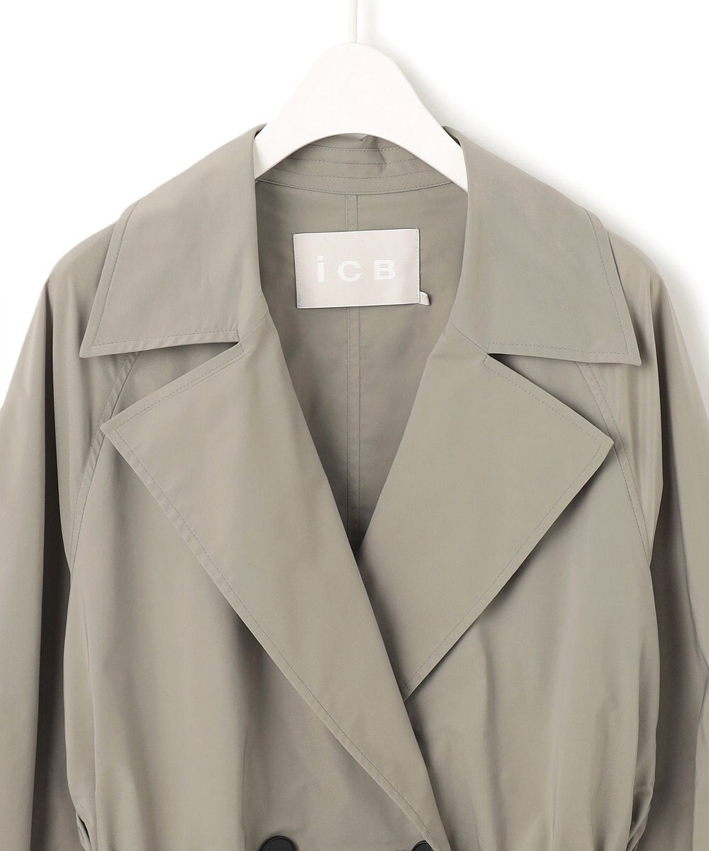 ICB 【撥水加工】メモリーストレッチタフタ トレンチコート 