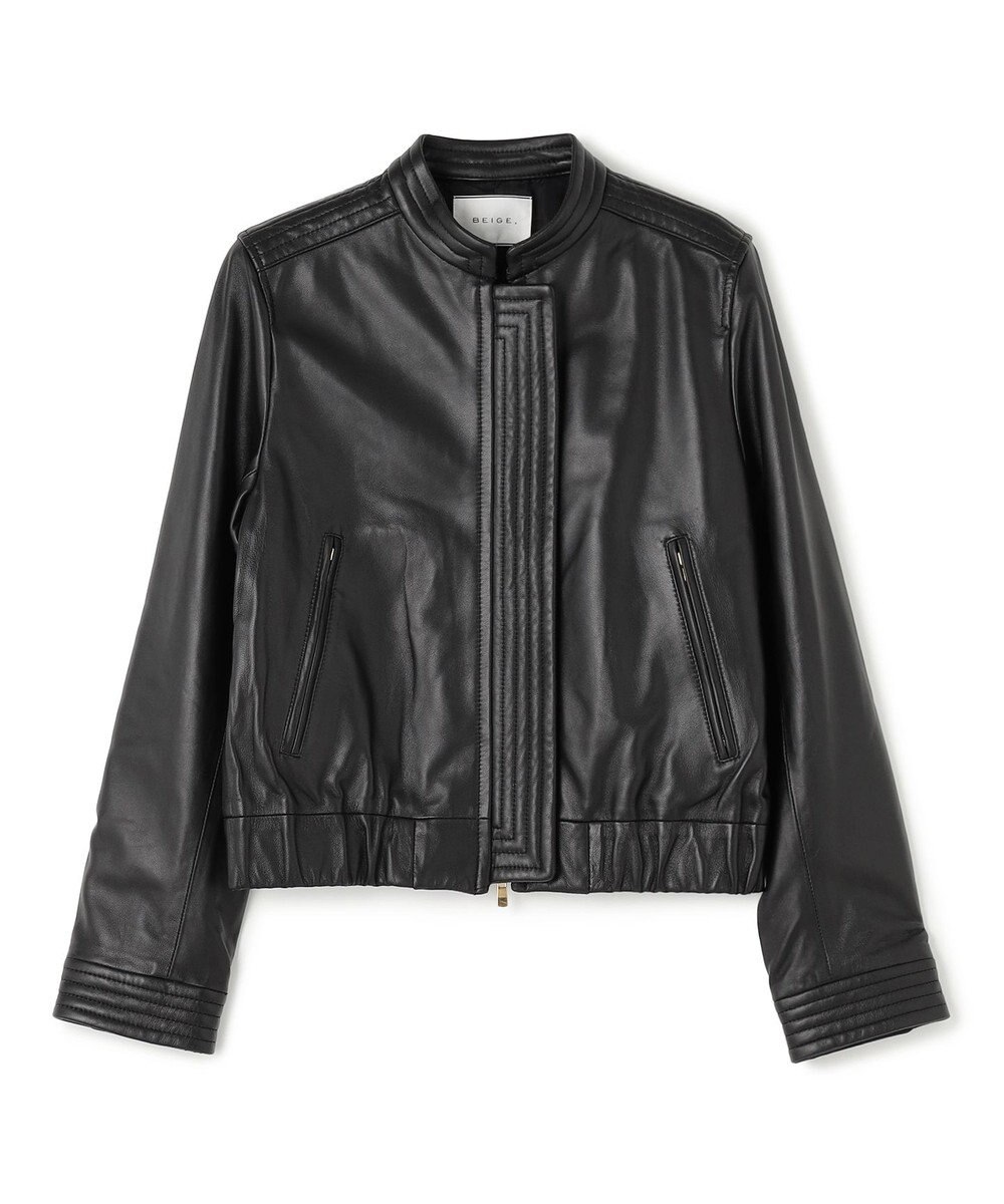 BEIGE， 【andGIRL 秋号掲載】CLYDE / ステッチデザインラムレザーブルゾン 