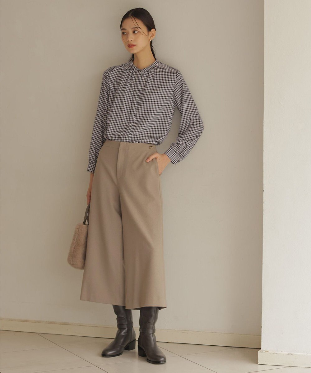 J.PRESS LADIES 【WEB限定カラーあり・洗える】ツムギート flannel ワイド クロップド パンツ 