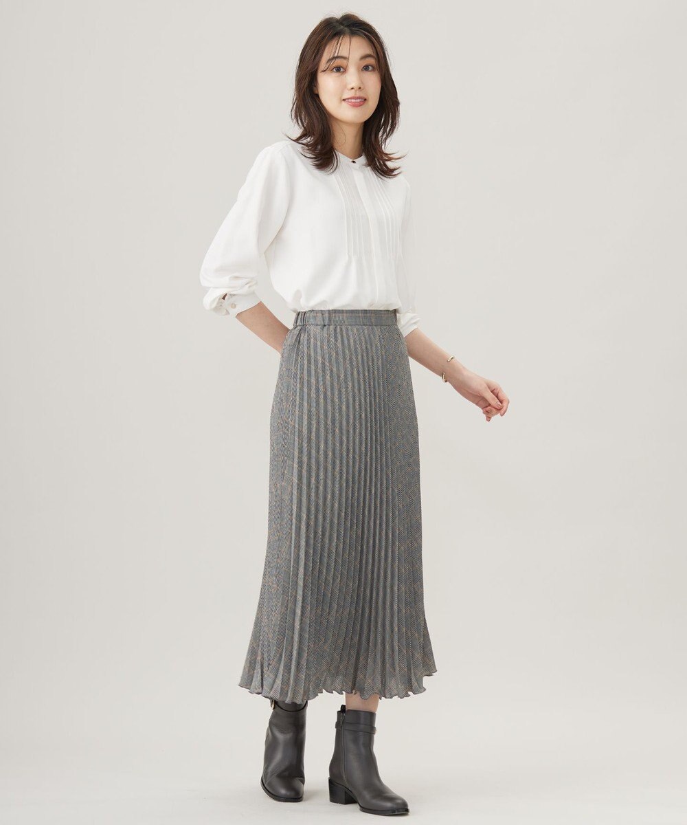 J.PRESS LADIES 【洗える】ヌーディスバックサテン ピンタック ブラウス 