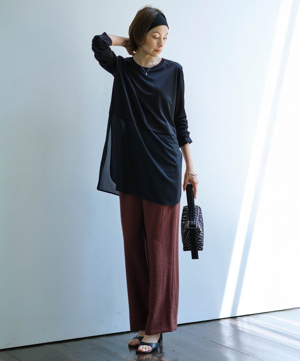 ICB L 【洗える】シアージャージーコンビ カットソー 