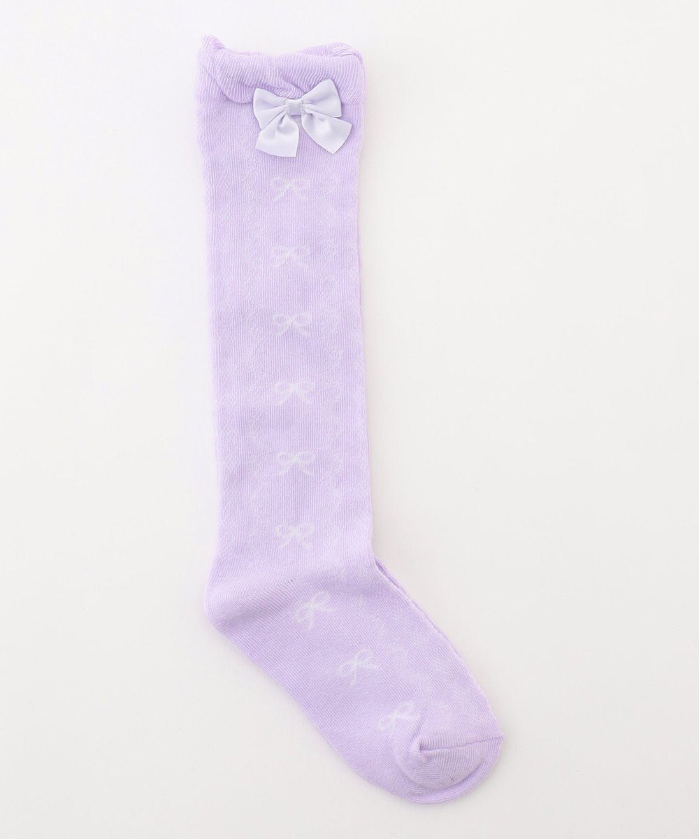 ANY KIDS リボン柄 ジャガード ハイソックス 