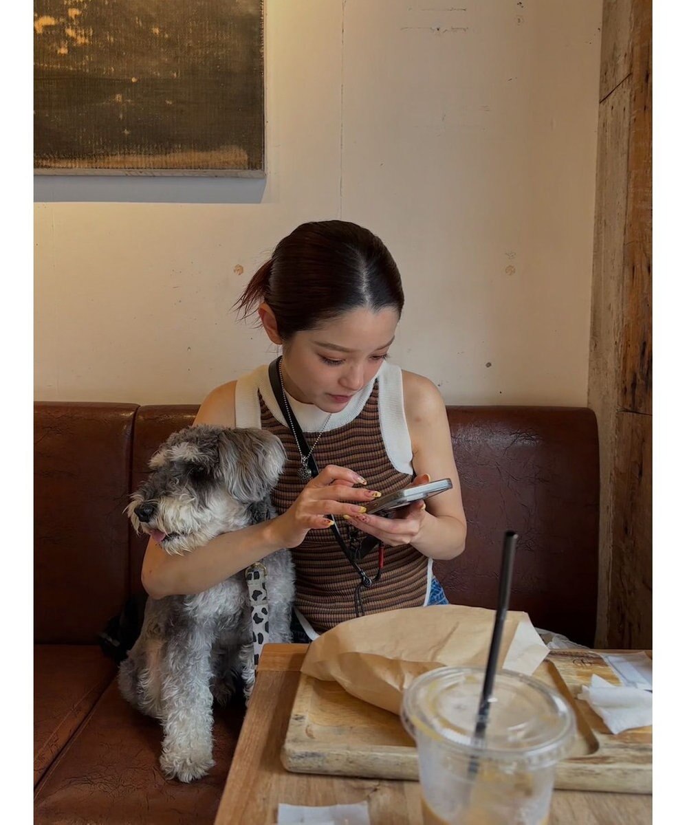 Green Parks デザインヘム配色ニットタンクトップ 