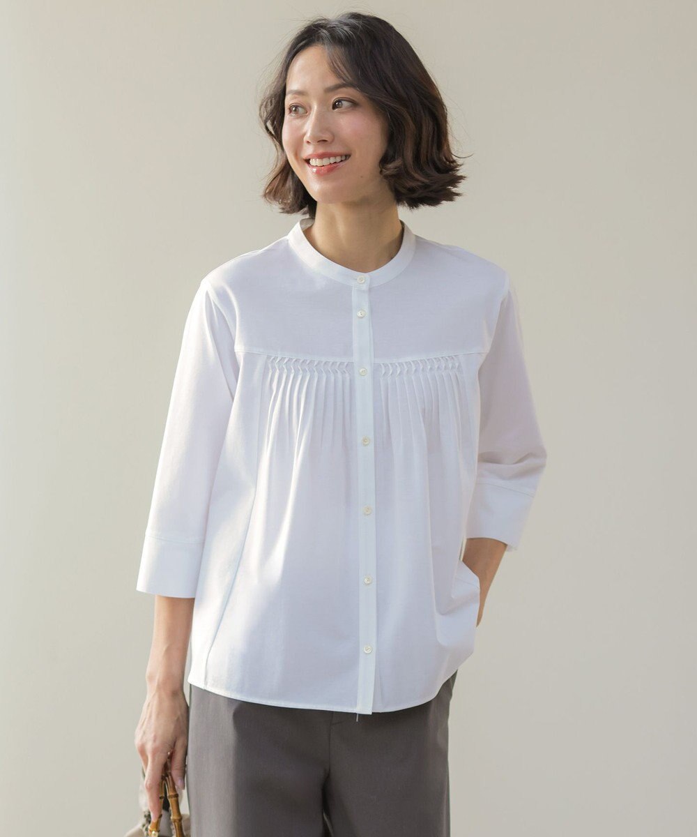 J.PRESS LADIES キャタピラシャツジャージー バンドカラー カットソー 