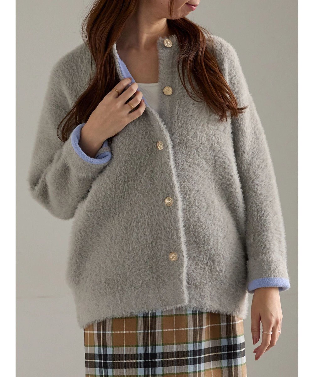 Te chichi ダブルフェイスフェザーカーディガン 