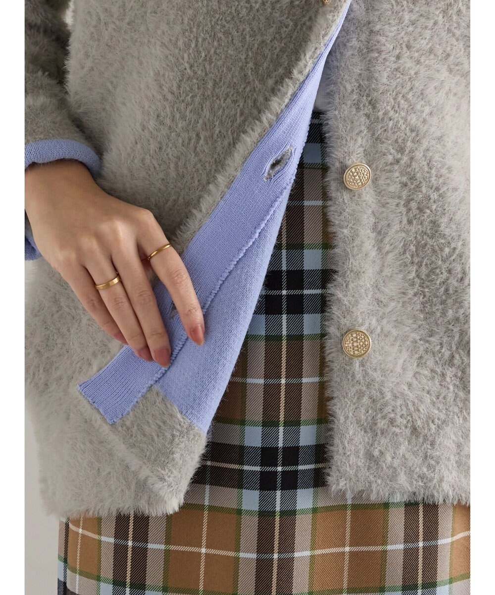 Te chichi ダブルフェイスフェザーカーディガン 