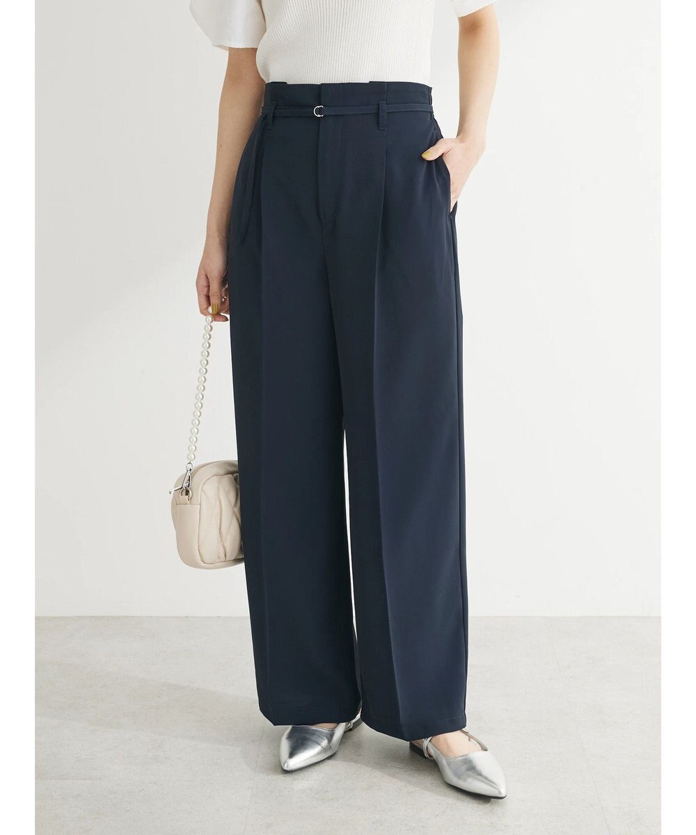Green Parks きれいシルエットパンツ（ベルト付きとろみワイド） 
