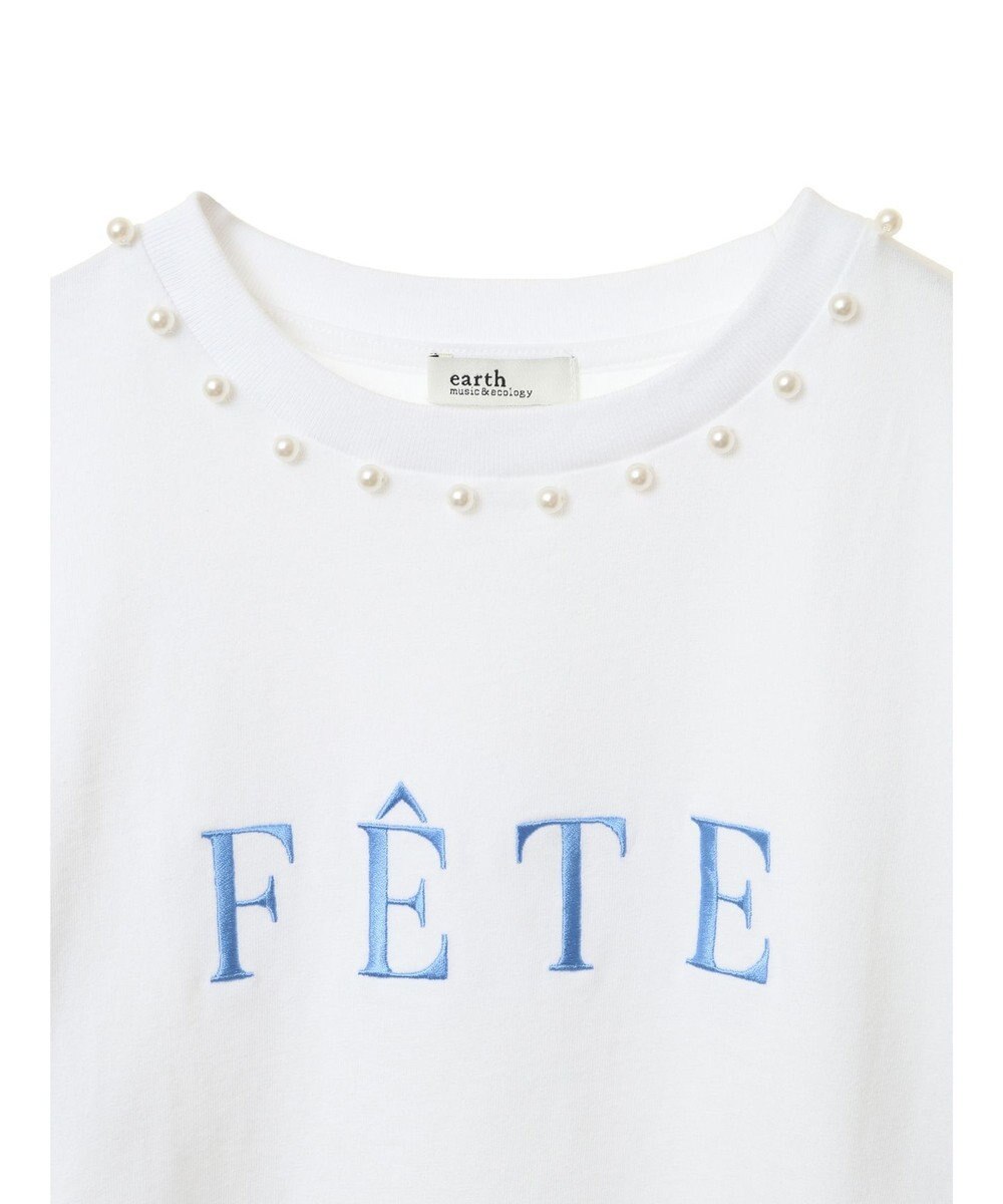 earth music&ecology 襟パール刺繍ロゴＴシャツ 