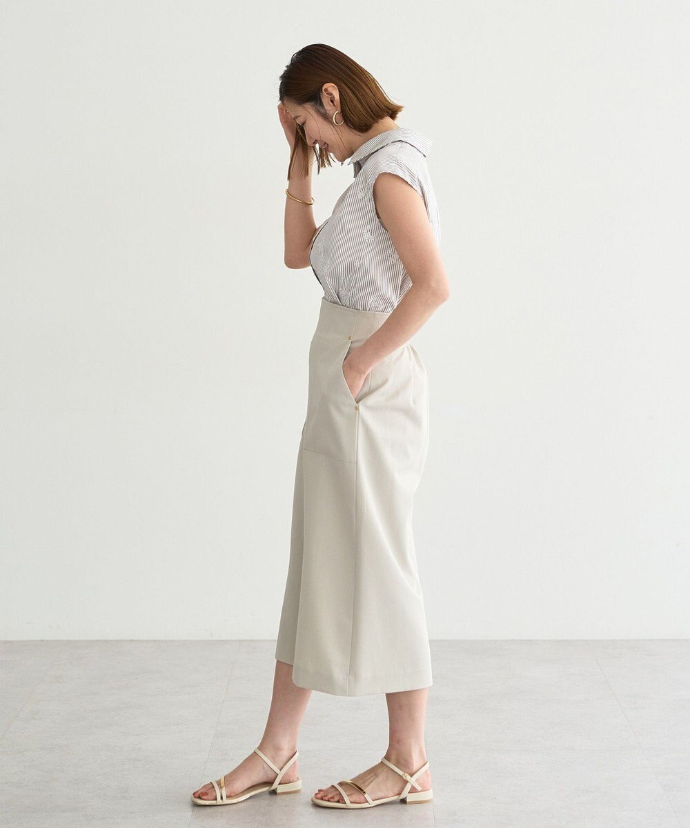 YECCA VECCA ストライプ柄フラワー刺繍シャツ 