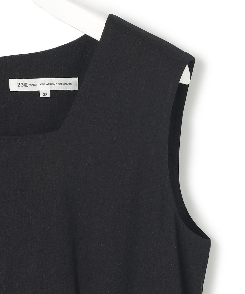 23区 S 【洗える】リネンレーヨンストレッチ スクエアネック オールインワン 