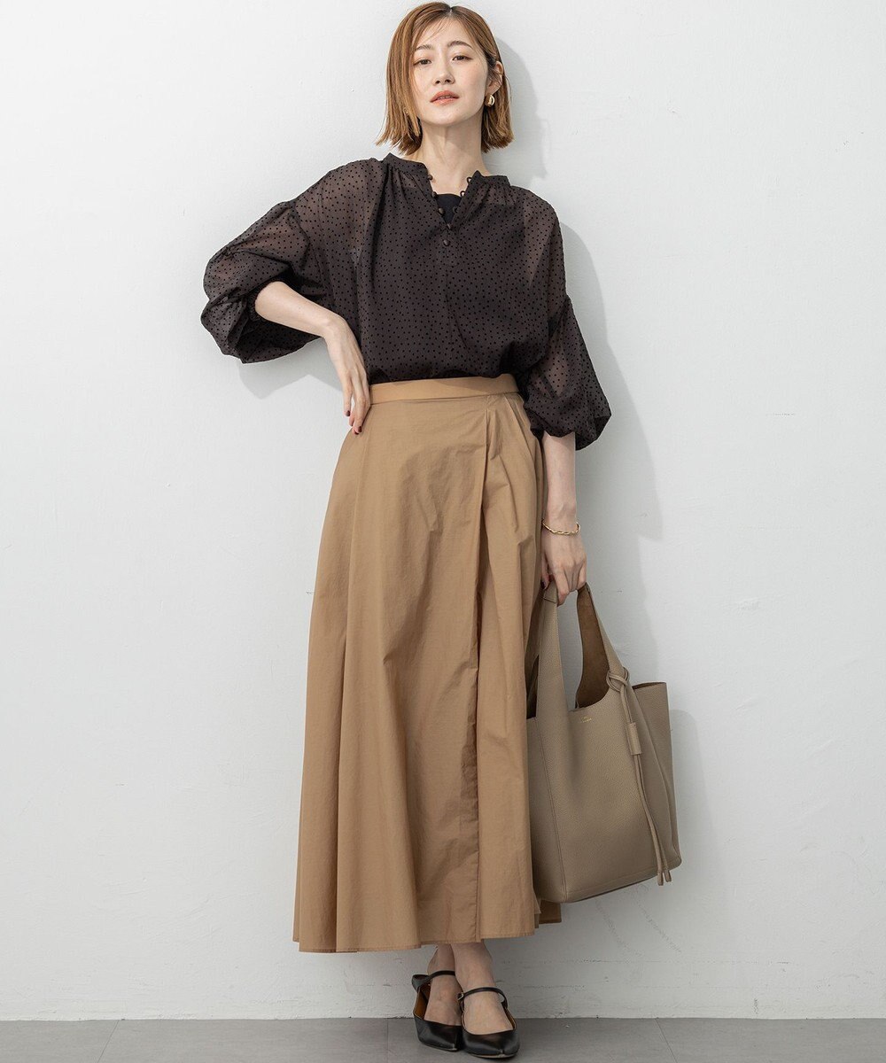 23区 L 【洗える】ナイロンコットンポプリン タック スカート 