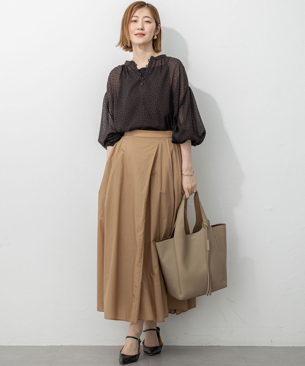 23区 L 【洗える】ナイロンコットンポプリン タック スカート 