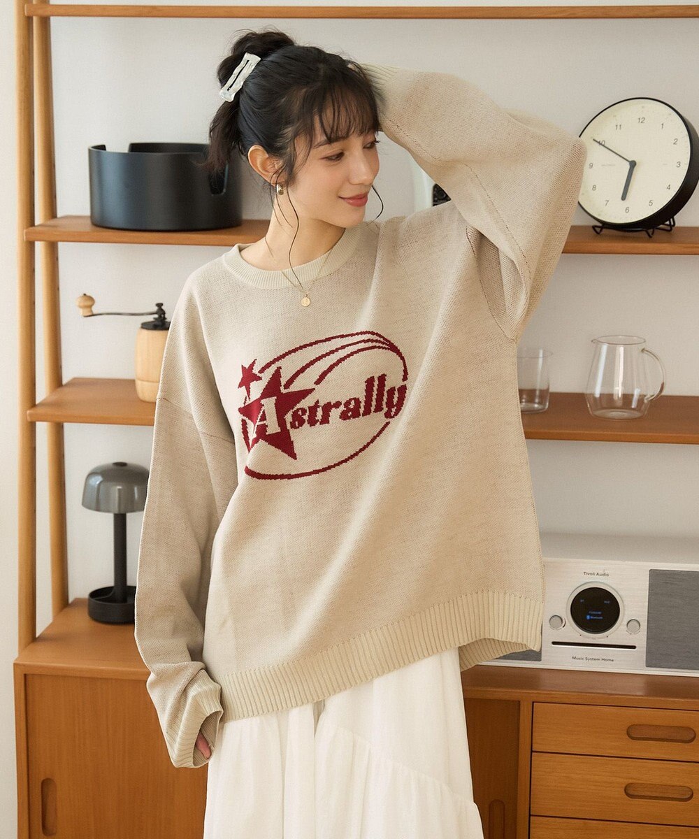 WEGO 【新色追加/ユニセックス着用ITEM/SMLサイズ展開】ジャガードグラフィックプルオーバー（LS） 