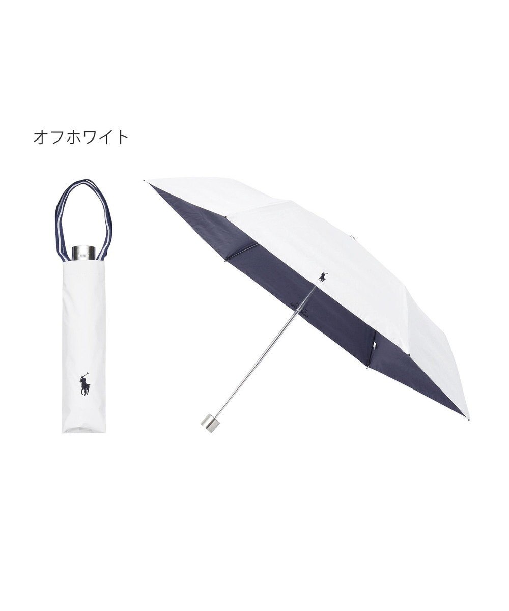 MOONBAT 【軽量】POLO RALPH LAUREN 晴雨兼用日傘 折りたたみ傘 PP刺繍／遮光 遮熱 UV オフ×ネイビー
