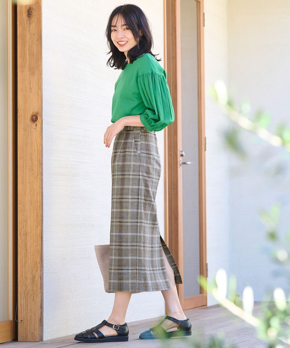 ANY 【ウエストゴム/ストレッチ】チェックタイトスカート 