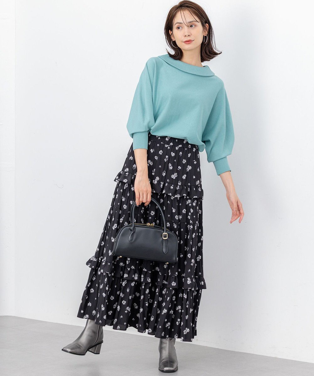 組曲 【加藤ローサさん着用 / レングス調整可能】ギャザーライトデシンティアード スカート 