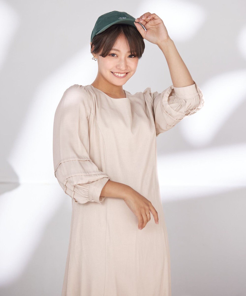 Tiaclasse L 【洗える】ナローフレアパフスリーブワンピース 