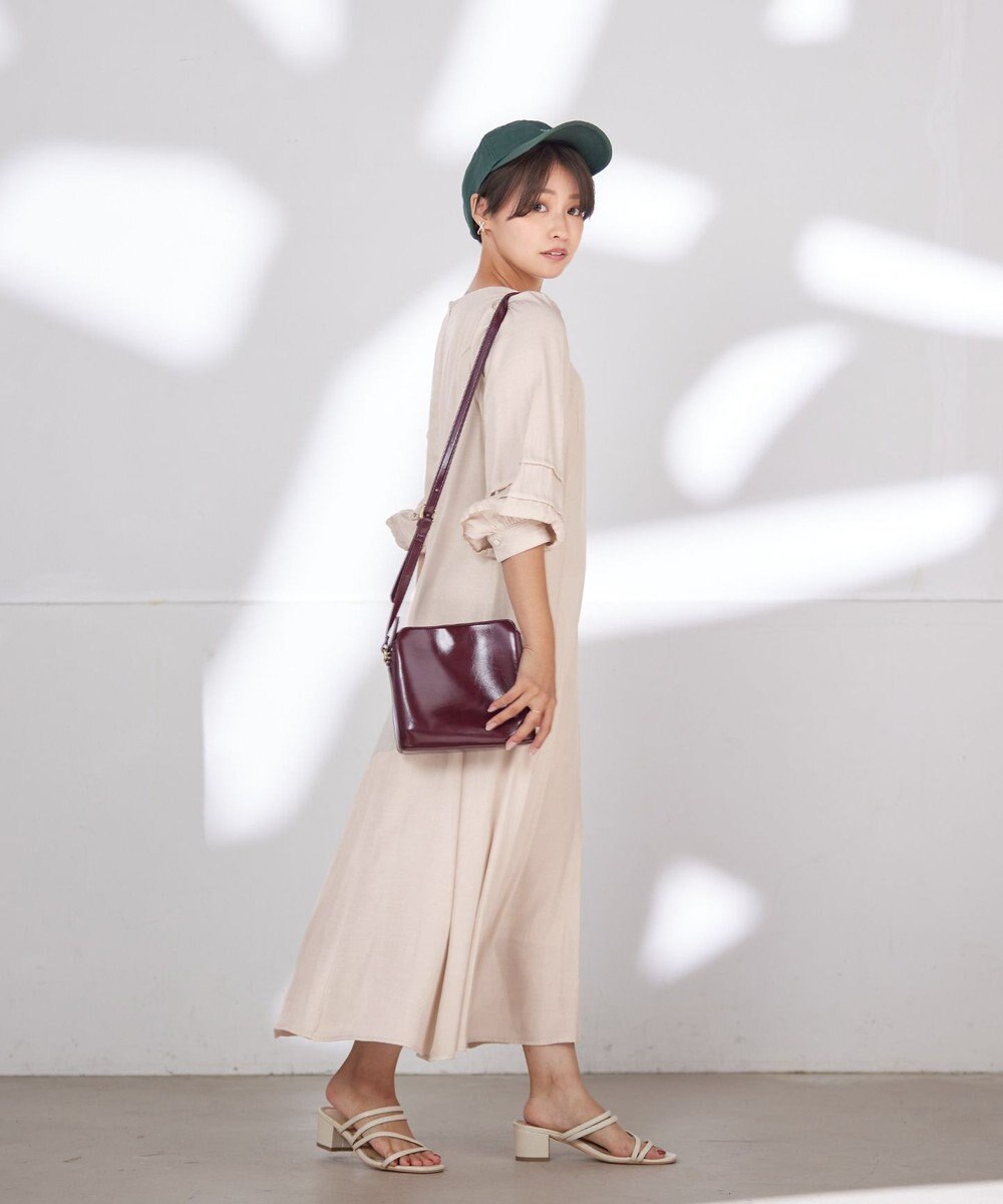 Tiaclasse L 【洗える】ナローフレアパフスリーブワンピース 