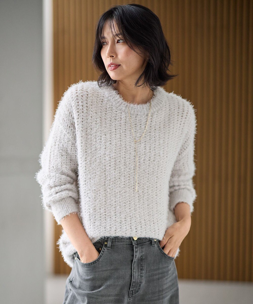 ANY 【洗濯機可】フェザーメッシュニット 