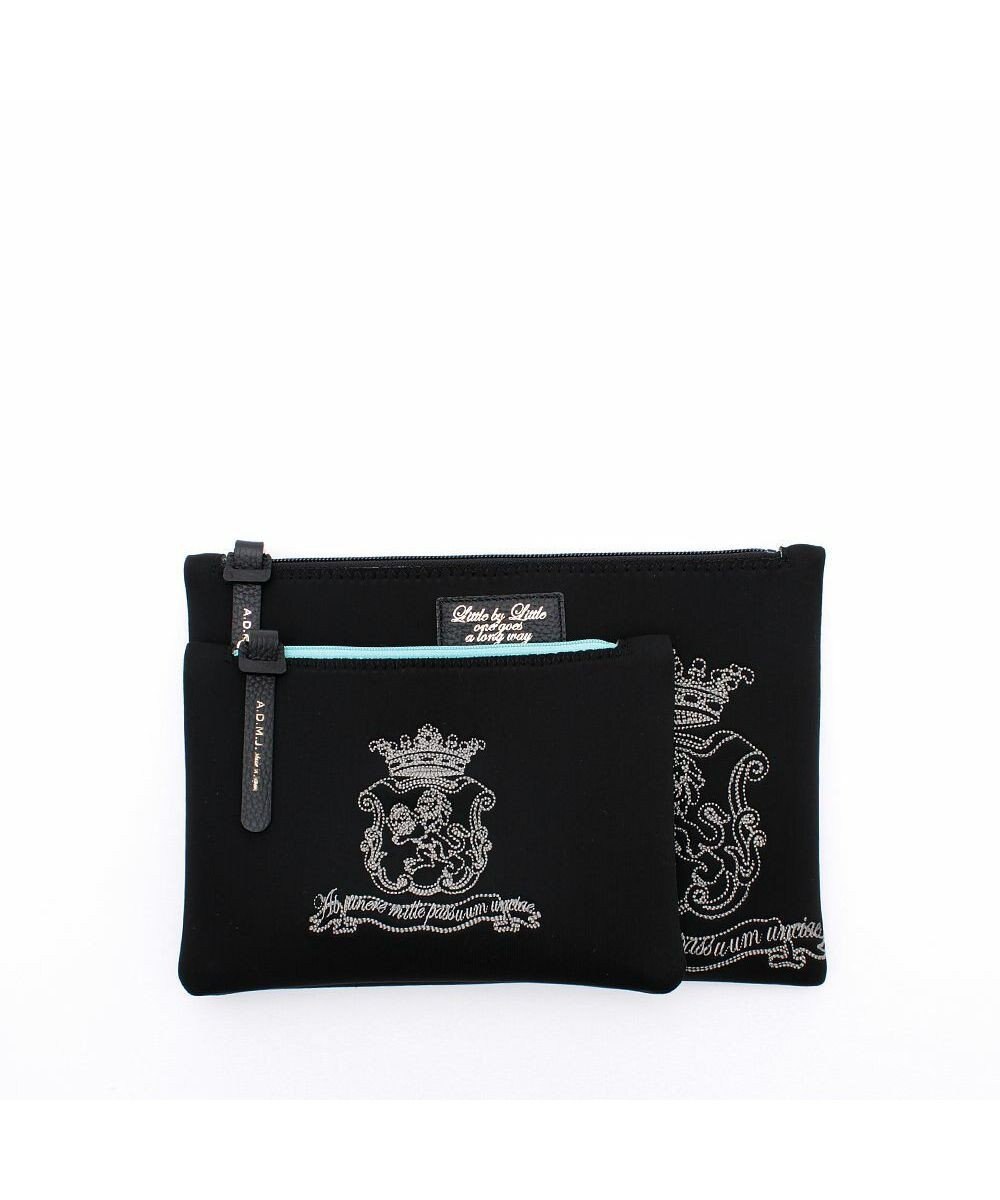 A.D.M.J. 【魔法の様に軽い】マジックライト/イタリアンファブリックステッチ刺しゅうフラットポーチ2セット(S・M) 