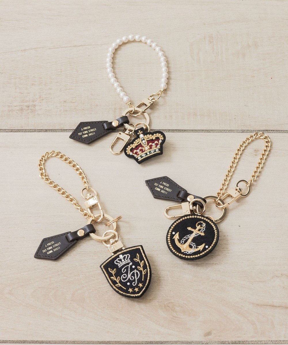 J.PRESS LADIES 【本革・2way】ワッペン バッグ チャーム 