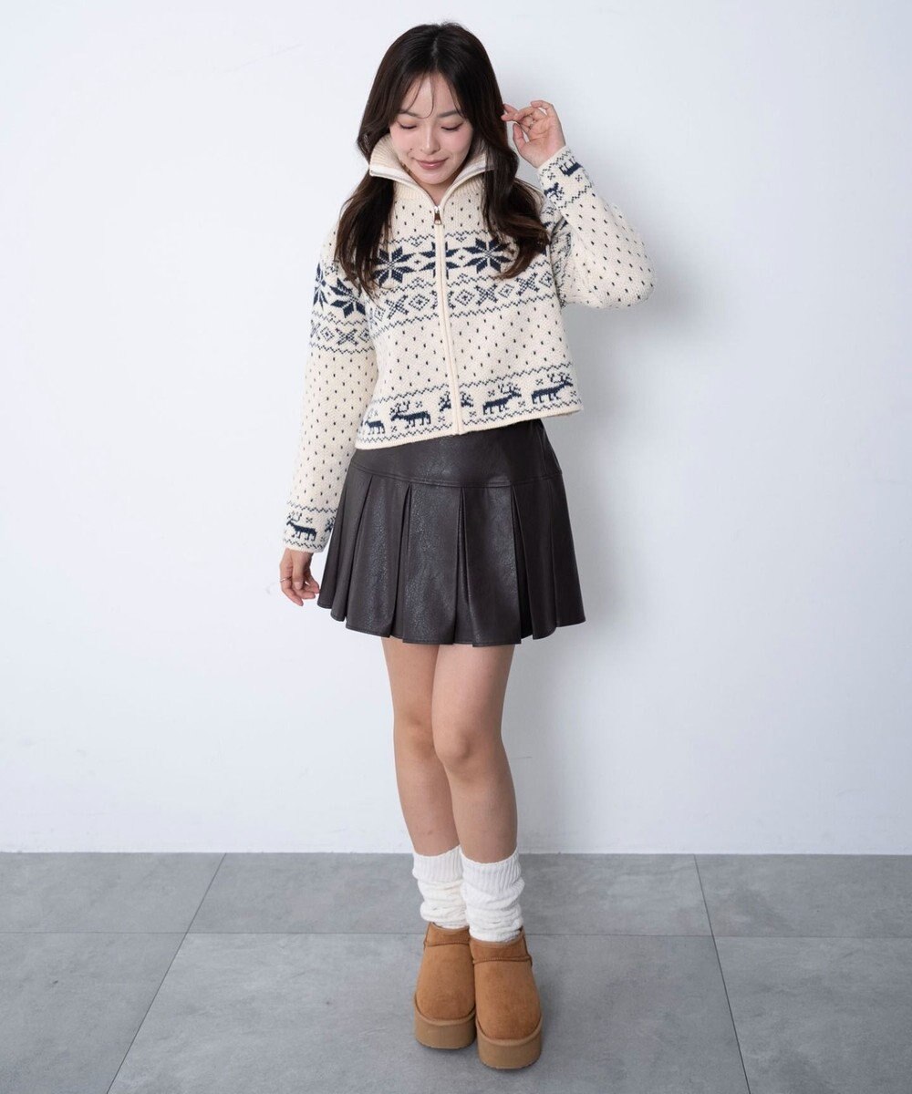 WEGO ユキガラダブルジップカーデ 