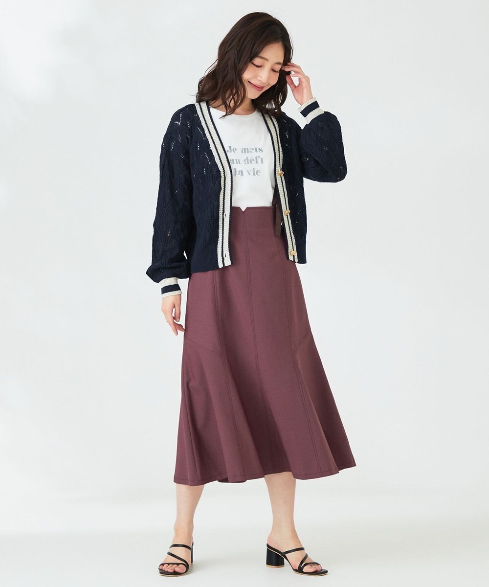 ANY SIS 【洗える】透かし編みニット カーディガン 