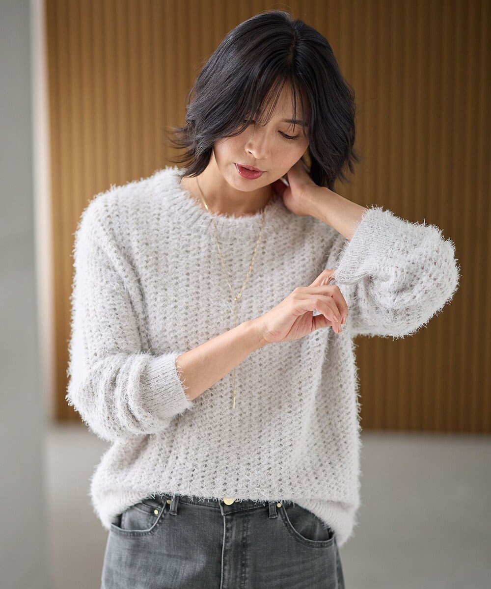 ANY 【洗濯機可】フェザーメッシュニット 