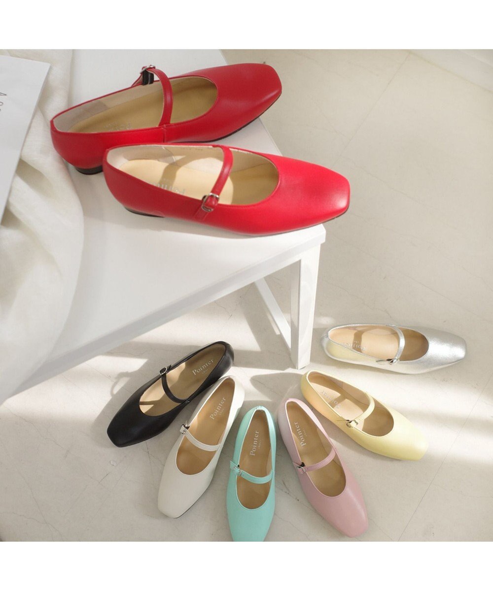 Pointer 日本製 本革ストラップ付きパンプス 