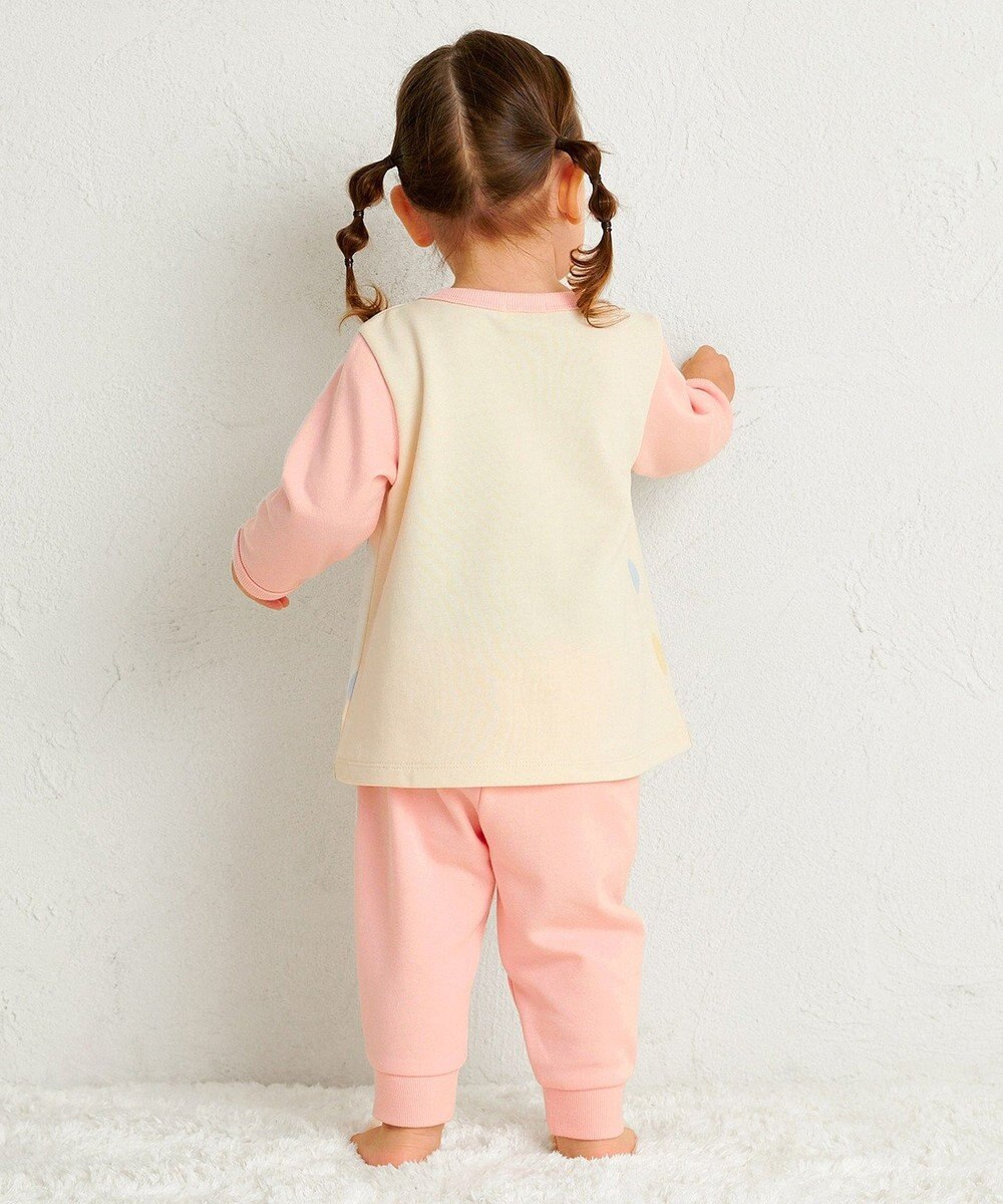 MIKI HOUSE HOT BISCUITS 【80-120cm】 ドット柄 ミニ裏毛パイル素材 腹巻き付き長袖パジャマ 