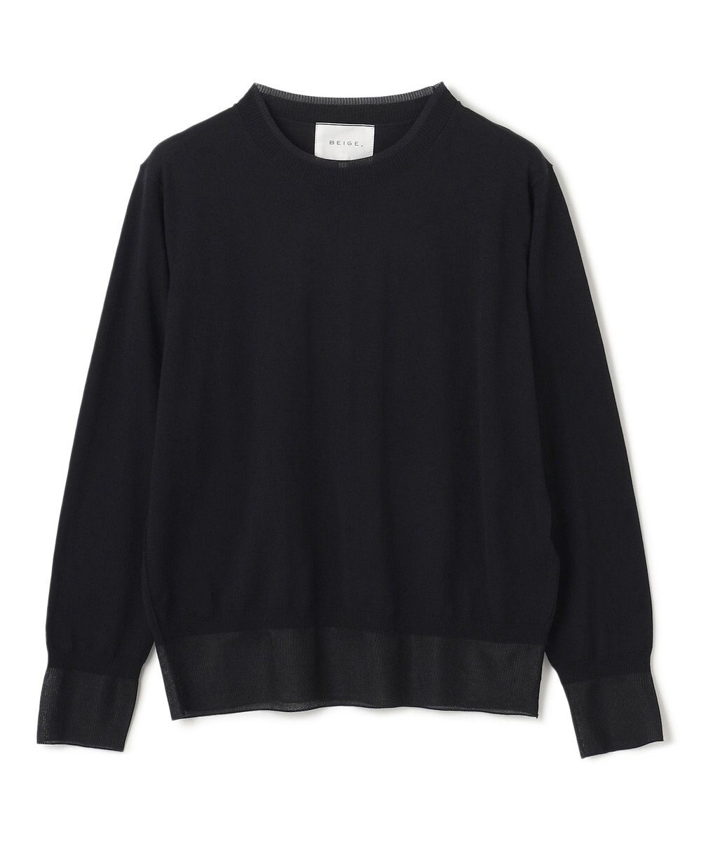 BEIGE， 【洗える】JULIE / シルク混クルーネックシアートップス 