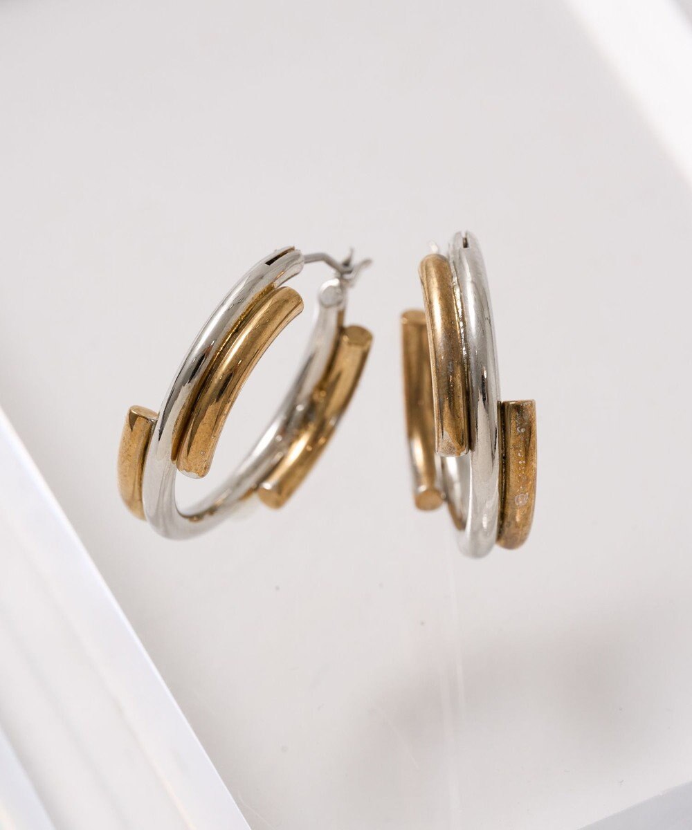 AMERICAN HOLIC コンビメッキデザインフープピアス 