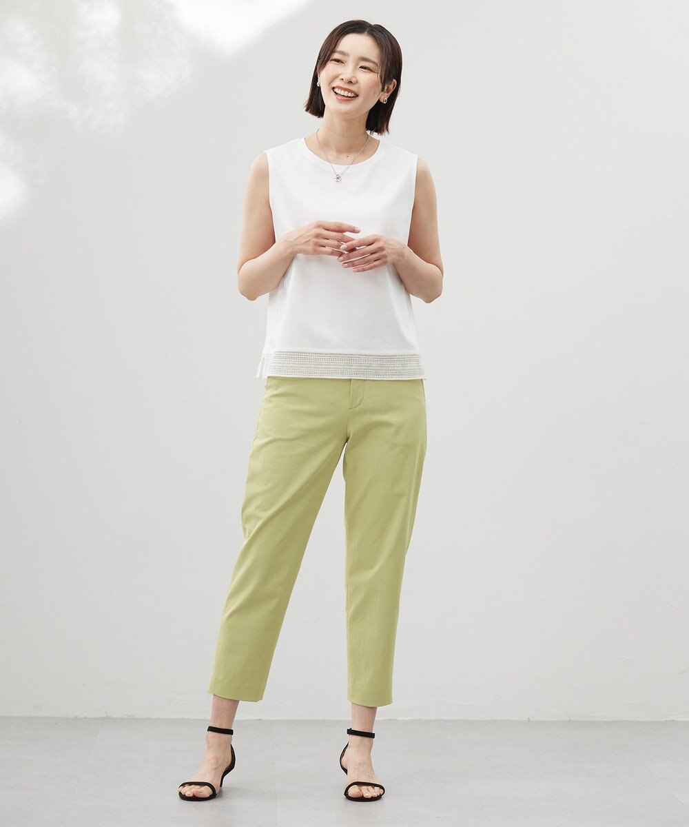 J.PRESS LADIES L 【洗える・接触冷感・UVケア・吸水速乾・防透け】麻シェルドライ テーパード パンツ 