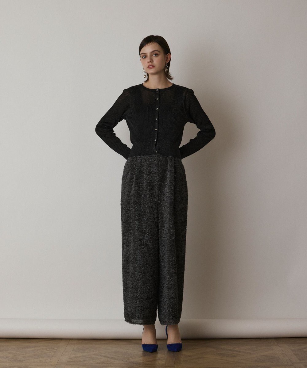 GRACE CONTINENTAL ラメリブシアーニットカーディガン 